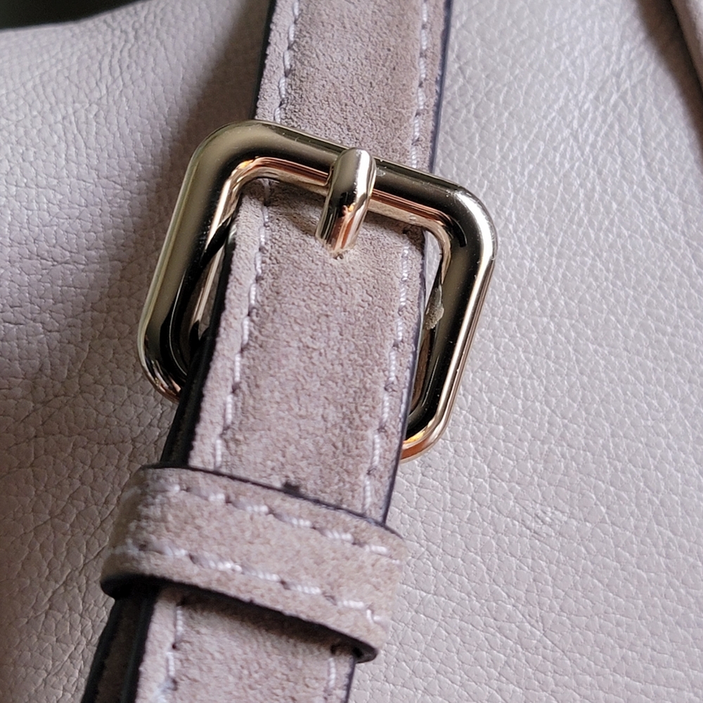 Kate Spade Hunts Place Marsi Taupe Leather Suede Saddle Crossbody Bag - Picture 3 of 16